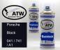 Preview: Porsche, Black, 041 / 741 / A1: 400ml Sprühdose + 400ml Klarlack - Set, von ATW Autoteile West.